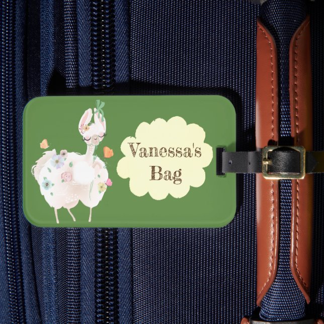 Étiquette À Bagage Cute Llama Floral Enfants (Insitu Rectoal 4)