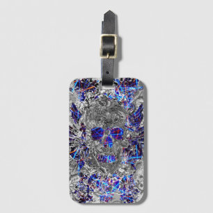 Étiquette À Bagage Cute noir blanc coloré crâne de néon hitch couvert