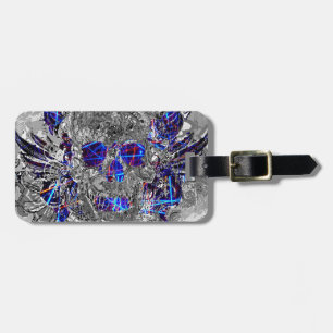 Étiquette À Bagage Cute noir blanc coloré crâne de néon hitch couvert