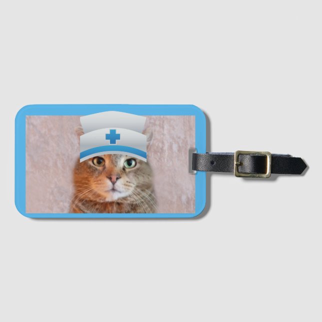 Étiquette À Bagage Cute Nurse Chat (Devant Horizontal)