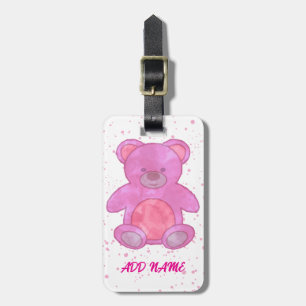 Étiquette À Bagage Cute Ours Teddy Texte Personnalisé Rose