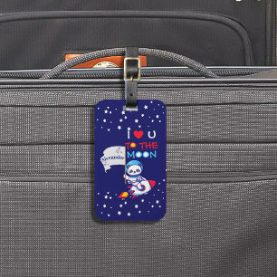 Étiquette À Bagage Cute Panda Ours Astronaut Sur Rockship Kids