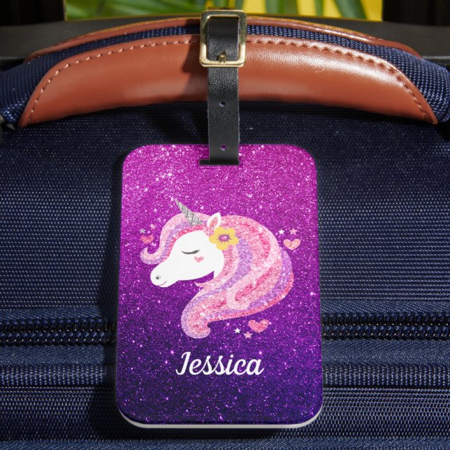 Étiquette À Bagage Cute Parties scintillant Unicorn (Insitu Rectoal 2)