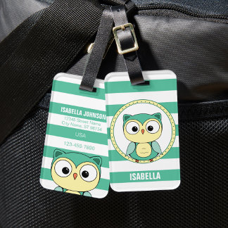 Étiquette À Bagage Cute Personalized owl Luggage Tag