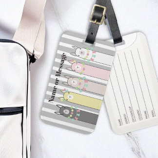Étiquette À Bagage Cute Retro Coloré Llamas Girls