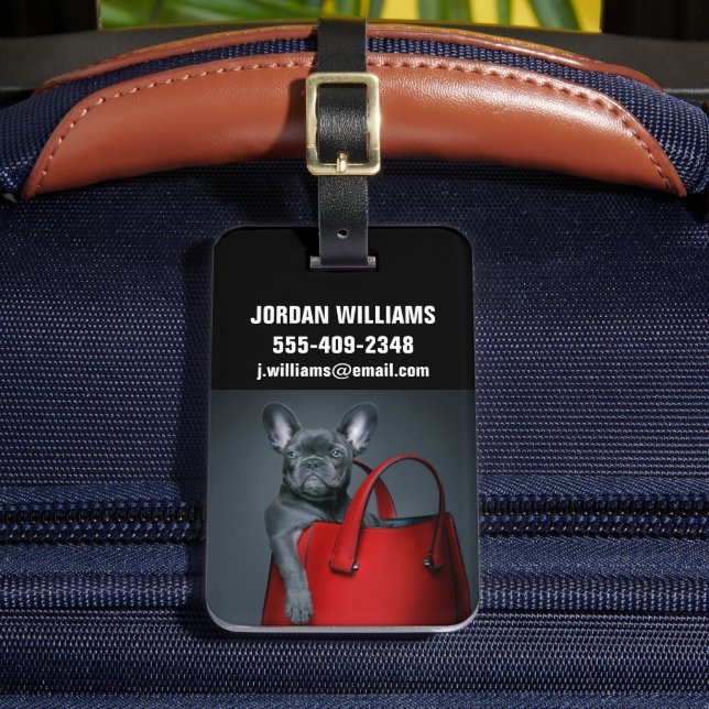 Étiquette À Bagage Cutest Baby Animals | French Bulldog in Handbag (Insitu Rectoal 2)