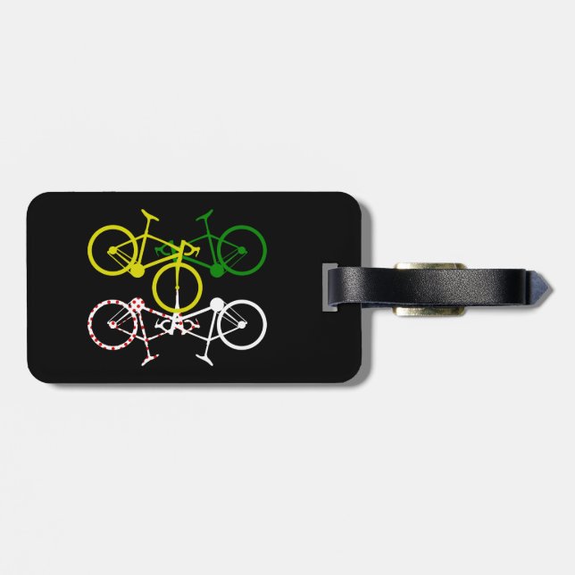 Étiquette À Bagage Cyclisme Jaune Vert Blanc Polka-Dot Jerseys (Dos horizontal)
