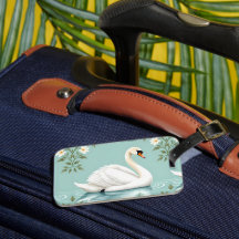 Cygne blanc élégant floral bleu