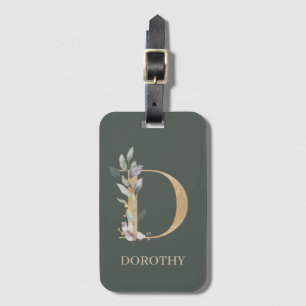 Étiquette À Bagage D Monogramme Floral Personnalisé