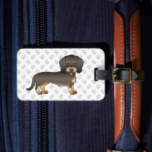 Étiquette À Bagage Dachshund à poil dur sanglier de dessin animé mign