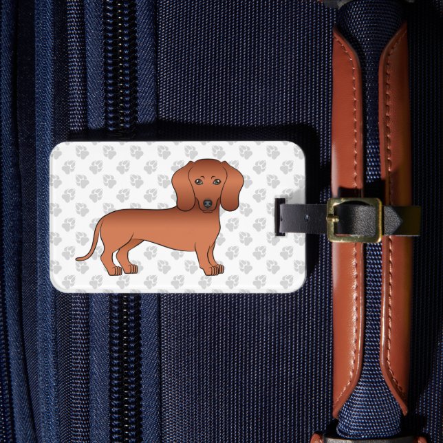 Étiquette À Bagage Dachshund Cheveux lisse rouge Dachshund Dessin & T (Insitu Rectoal 4)