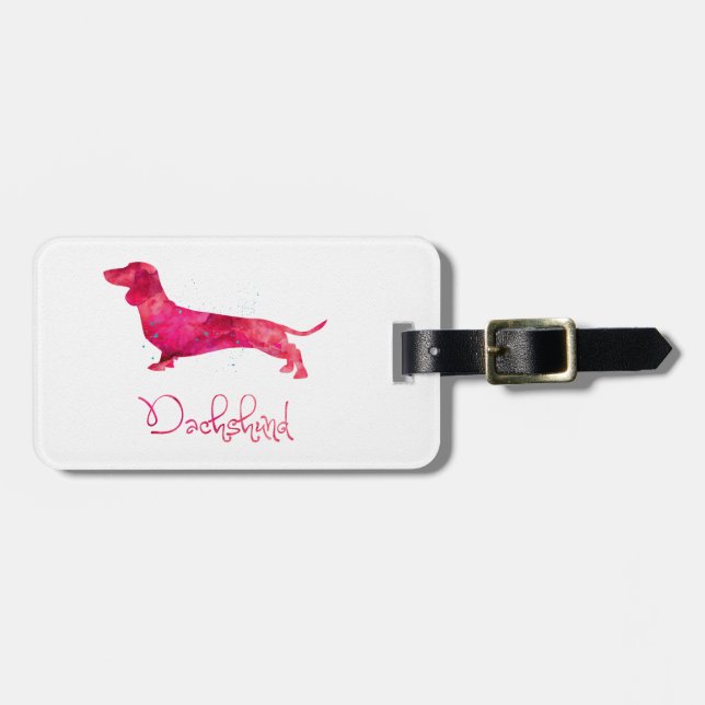 Étiquette À Bagage Dachshund - Design aquarelle (Devant horizontal)
