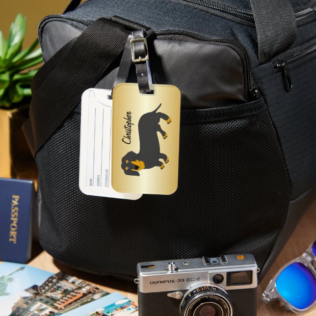 Étiquette À Bagage Dachshund Design personnalisé (Recto & Verso)