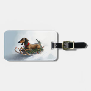 Étiquette À Bagage Dachshund hiver neige de Noël