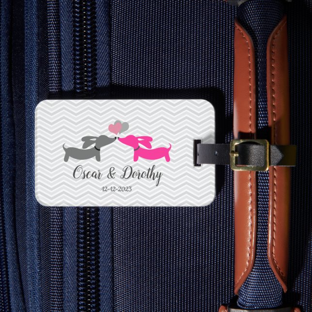 Étiquette À Bagage Dachshund Love Cadeau Mariage personnalisé (Insitu Rectoal 4)