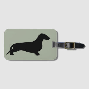 Étiquette À Bagage Dachshund silhouette noire + vos idées