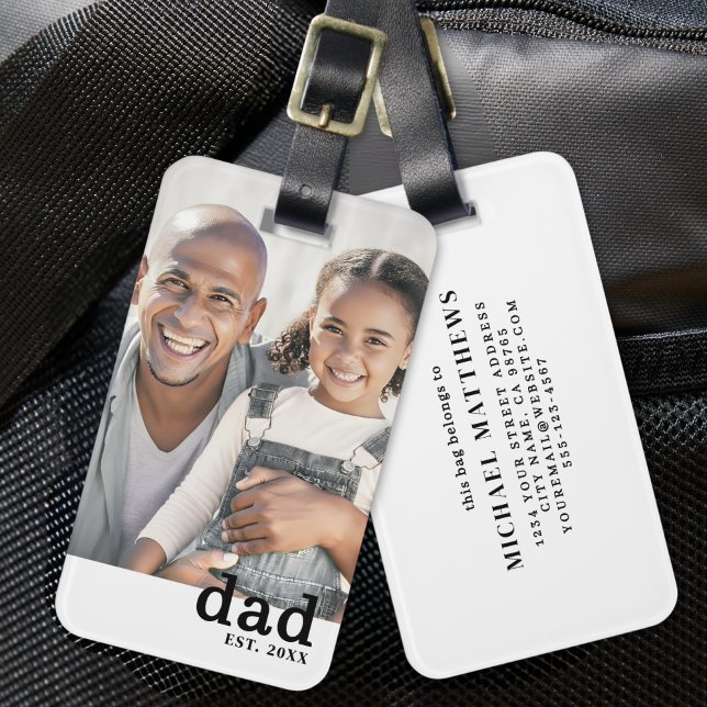Étiquette À Bagage Dad Established Personalized Photo (Dad Established Personalized Photo Luggage Tag)