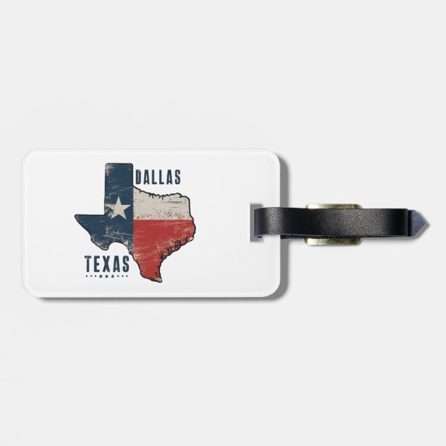Étiquette À Bagage Dallas Texas State Map Indicateur (Dos horizontal)