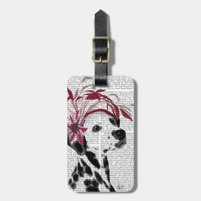 Étiquette À Bagage Dalmatien avec le Fascinateur rouge (Devant Vertical)