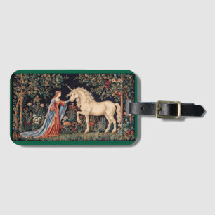 Étiquette À Bagage Dame à la Licorne dans un Jardin