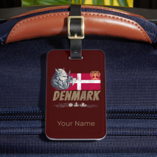 Étiquette À Bagage Danemark pavillon vintage viking et navire souveni