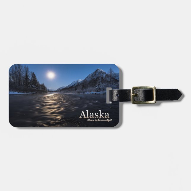 Étiquette À Bagage Danse de l'Alaska dans le clair de lune (Devant horizontal)