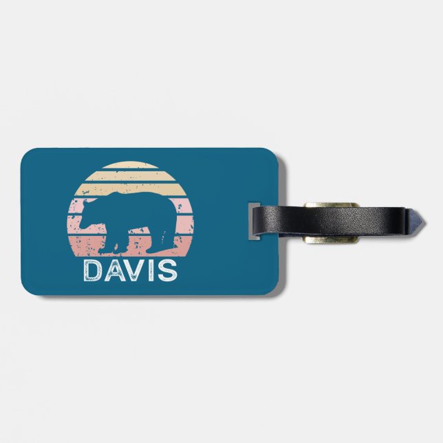 Étiquette À Bagage Davis West Virginia Retro Bear (Dos horizontal)