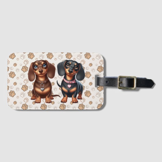 Étiquette À Bagage De mignons amis dachshund (Devant Horizontal)