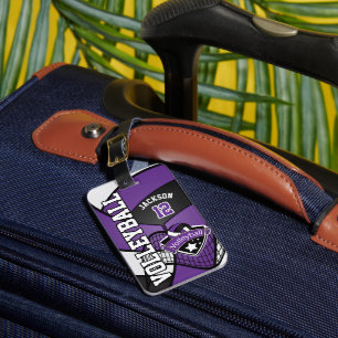 Étiquette À Bagage 🏐 de volley-ball sport - violet, blanc, noir