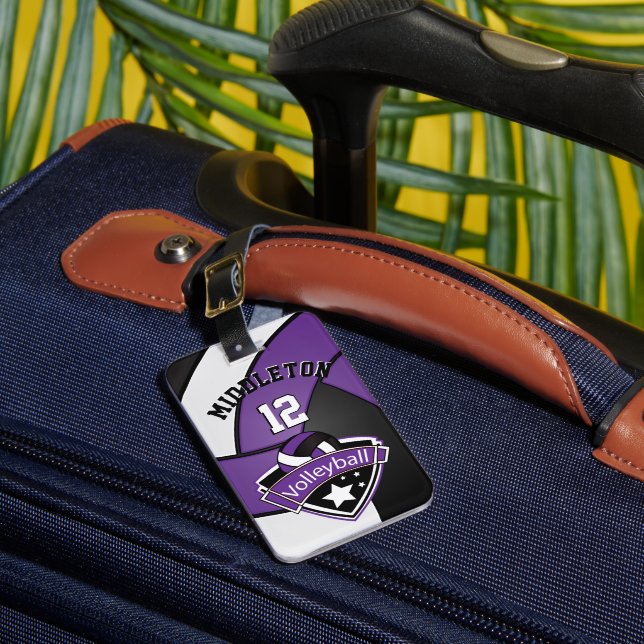 Étiquette À Bagage 🏐 de volley-ball violet, noir et blanc (Insitu Rectoal 1)