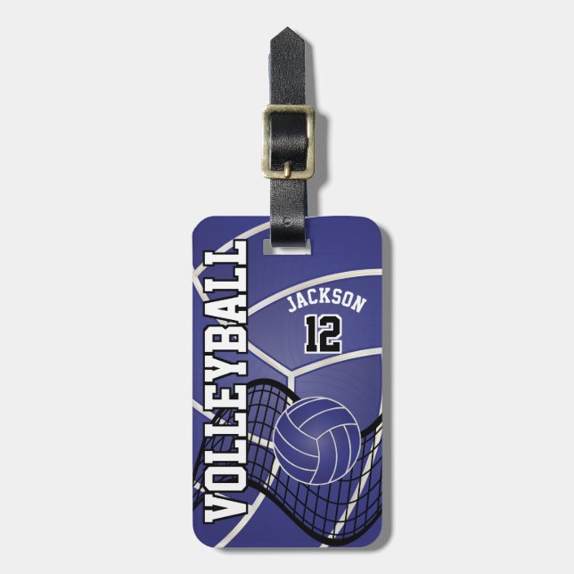 Étiquette À Bagage 🏐 de volleyball de sport - bleu-foncé (Devant Vertical)