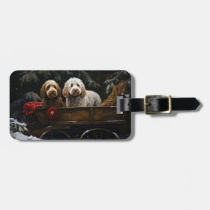 Étiquette À Bagage Décor de Noël Cockapoo Snowy Sleigh