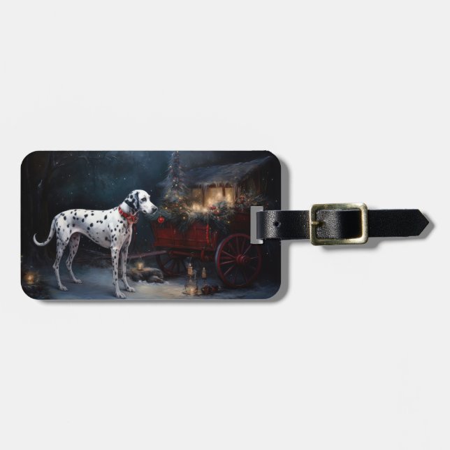 Étiquette À Bagage Décor de Noël Dalmatien Snowy (Devant horizontal)