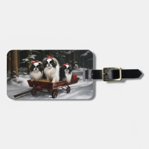 Étiquette À Bagage Décor de Noël japonais Chin Snowy Sleigh