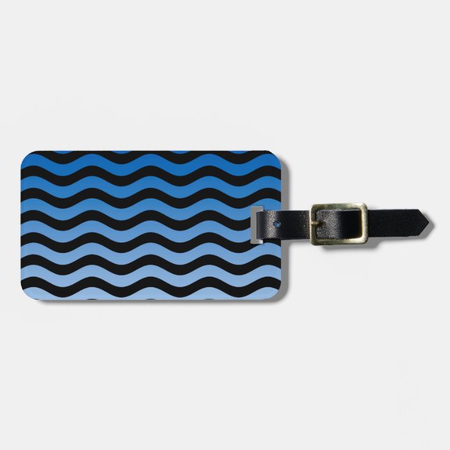 Étiquette À Bagage Decor de stripes bleues (Devant horizontal)