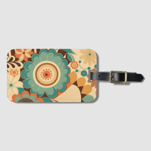 Étiquette À Bagage Décor vintage rétro brun floral beize vert