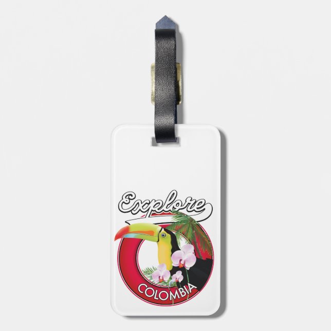 Étiquette À Bagage Découvrez le logo rétro Colombie (Dos Vertical)