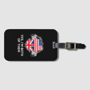 Étiquette À Bagage Demi-Américain Moitié Anglais USA Angleterre Drape