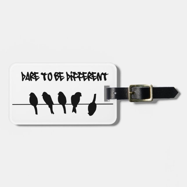 Étiquette À Bagage Des oiseaux sur un fil - osez être différent (Devant horizontal)