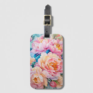 Étiquette À Bagage Des pivoines florissantes en Soft Pastel
