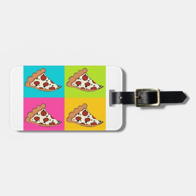 Étiquette À Bagage Design carrelé en tranches de pizza (Devant horizontal)