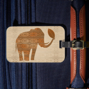 Étiquette À Bagage Design d'art tribal des éléphants