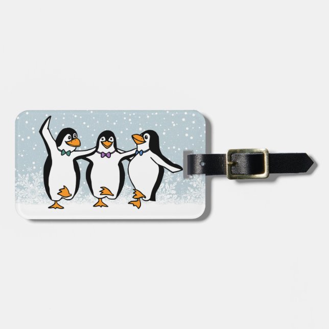Étiquette À Bagage Design de pingouins dansants (Devant horizontal)