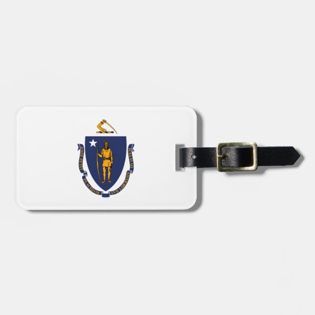 Étiquette À Bagage Design du drapeau d'État du Massachusetts (Devant horizontal)