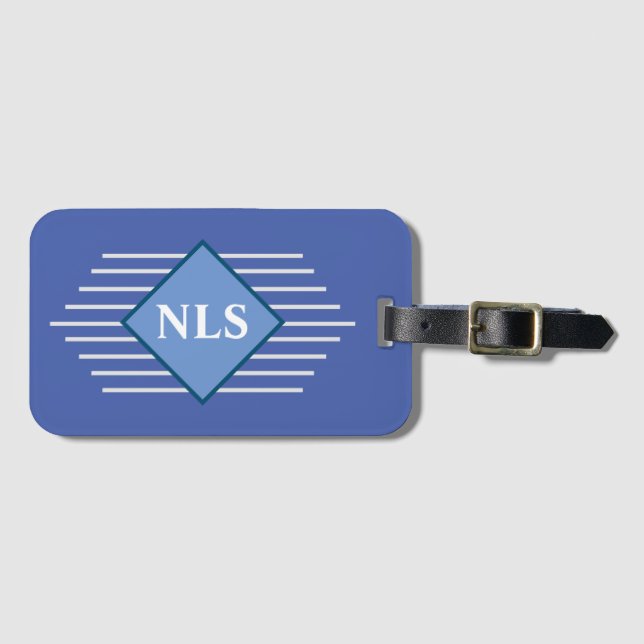 Étiquette À Bagage Design élégant avec Initiales personnelles - Monog (Devant Horizontal)