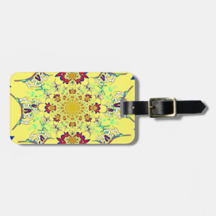 Étiquette À Bagage Design en damas floral brillant et coloré