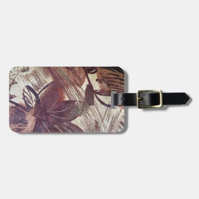 Étiquette À Bagage Design floral Brown Abstrait 1 (Devant horizontal)