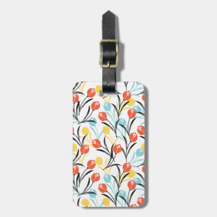 Étiquette À Bagage Design floral Motif de Tulipe en blanc