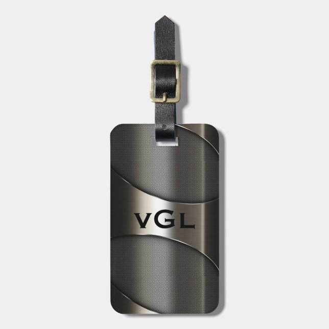 Étiquette À Bagage Design géométrique moderne et gris brillant (Devant Vertical)
