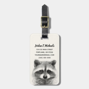 Étiquette À Bagage Dessin au crayon de Raccoon